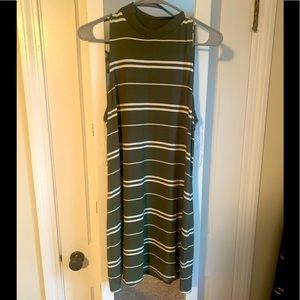 Army green striped dress